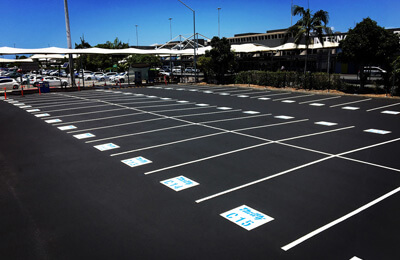 Proper line marking for shopping centre parking and pedestrian areas for safety