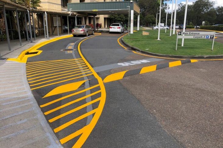 car drop off line markings