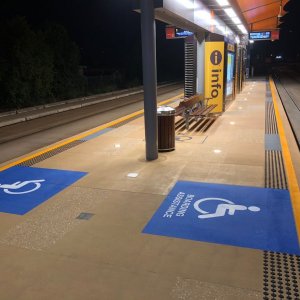 Disabled road sign for boarding assistance