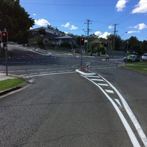 Intersection road line markings