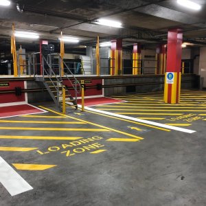 Loading zone line markings