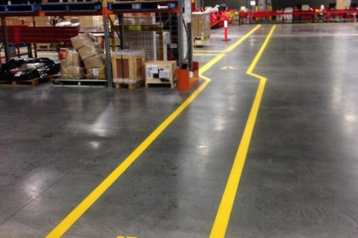 Warehouse walkway line marking