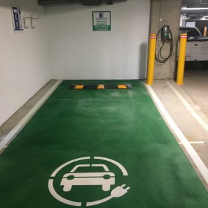 Car park line marking and wheel stops for safety and efficiency