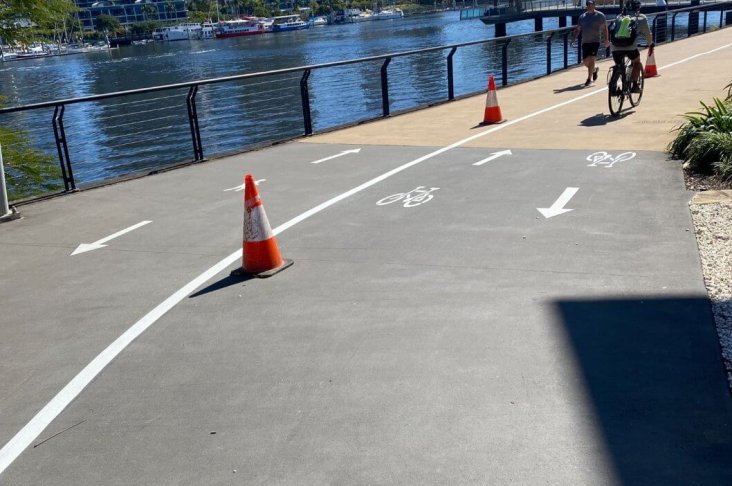 Designated cyclist lane in Brisbane for safer urban cycling