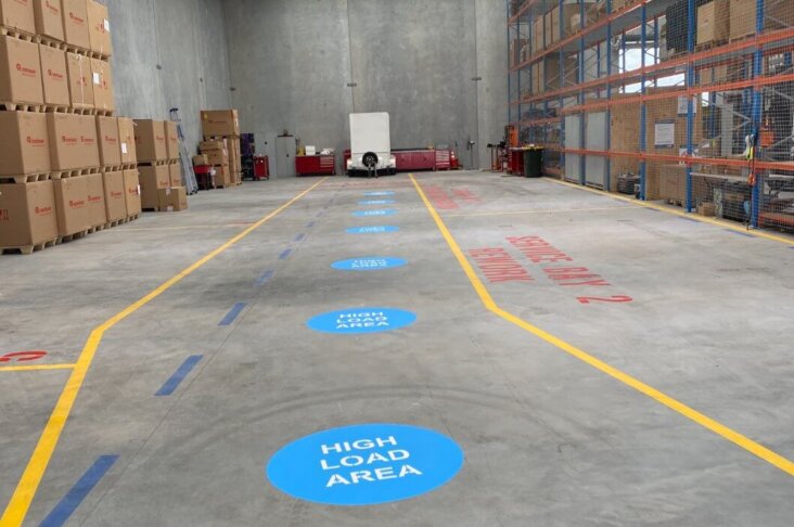 Warehouse line marking for safety